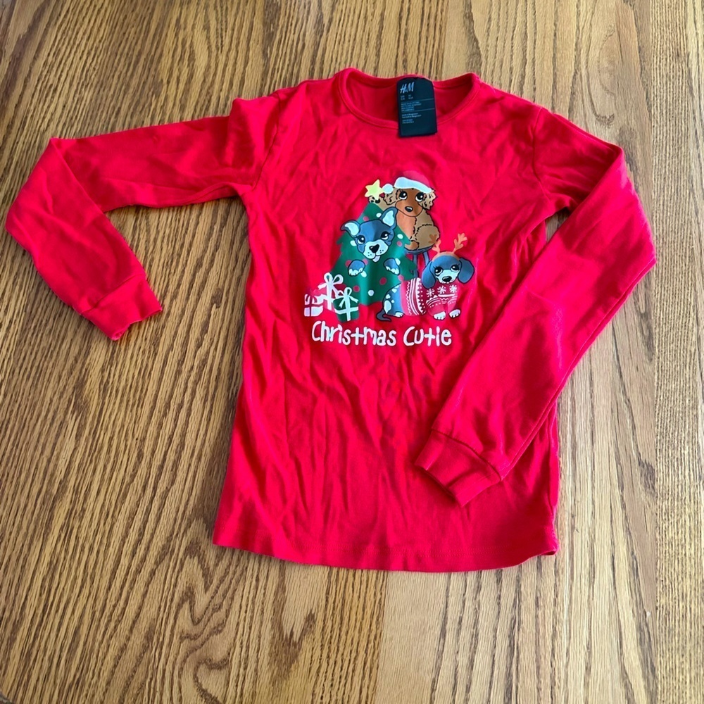🎈🎈🎈H&M Girls Christmas Cutie Print Long Sleeve Tee Lady and The Tramp Size 10